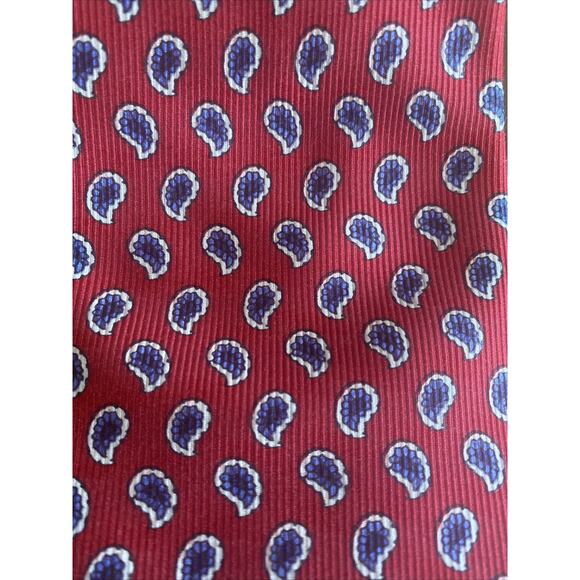 Brooks Brothers All Silk Mens Neck tie‎ Red Blue Paisley Irregular - Picture 3 of 4